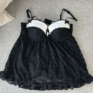 La SENZA Black and White Lace Chemise